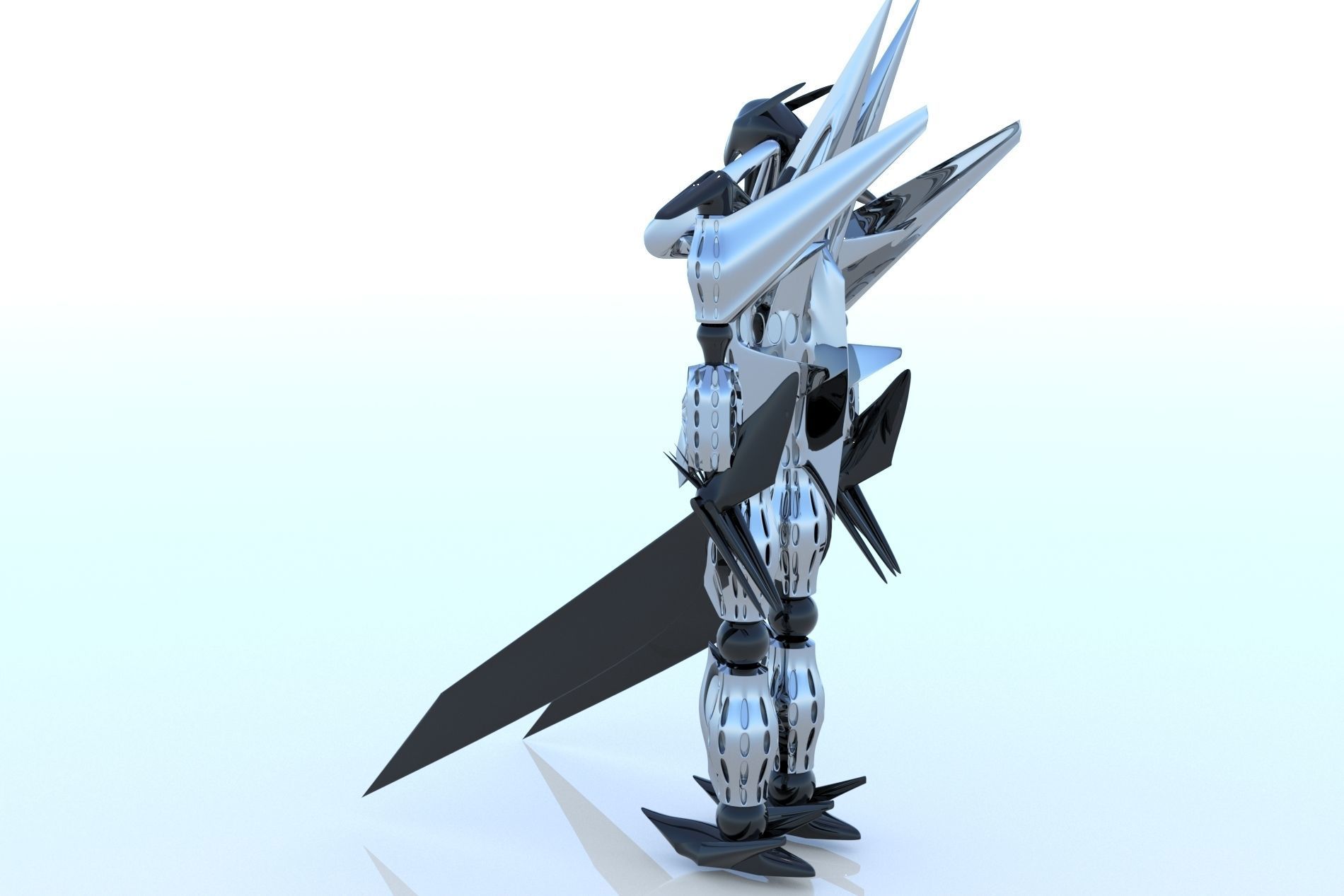 Robot Cyborg Game Caracter Sci Fi 3D model_13