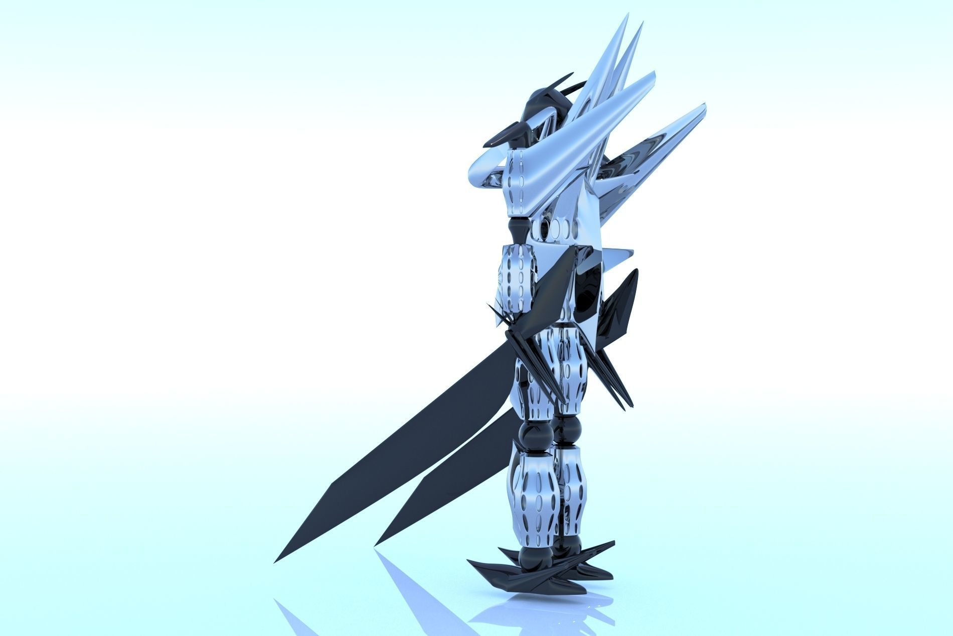 Robot Cyborg Game Caracter Sci Fi 3D model_7