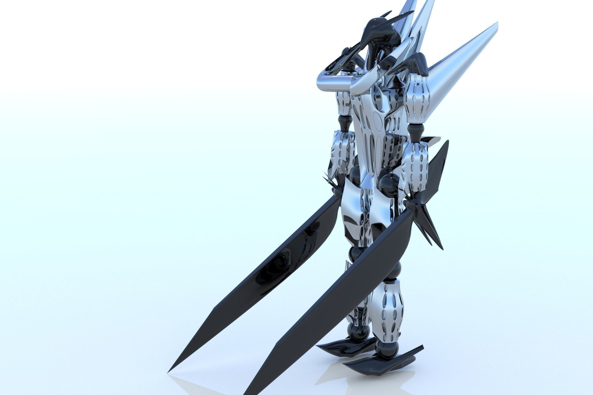 Robot Cyborg Game Caracter Sci Fi 3D model_5