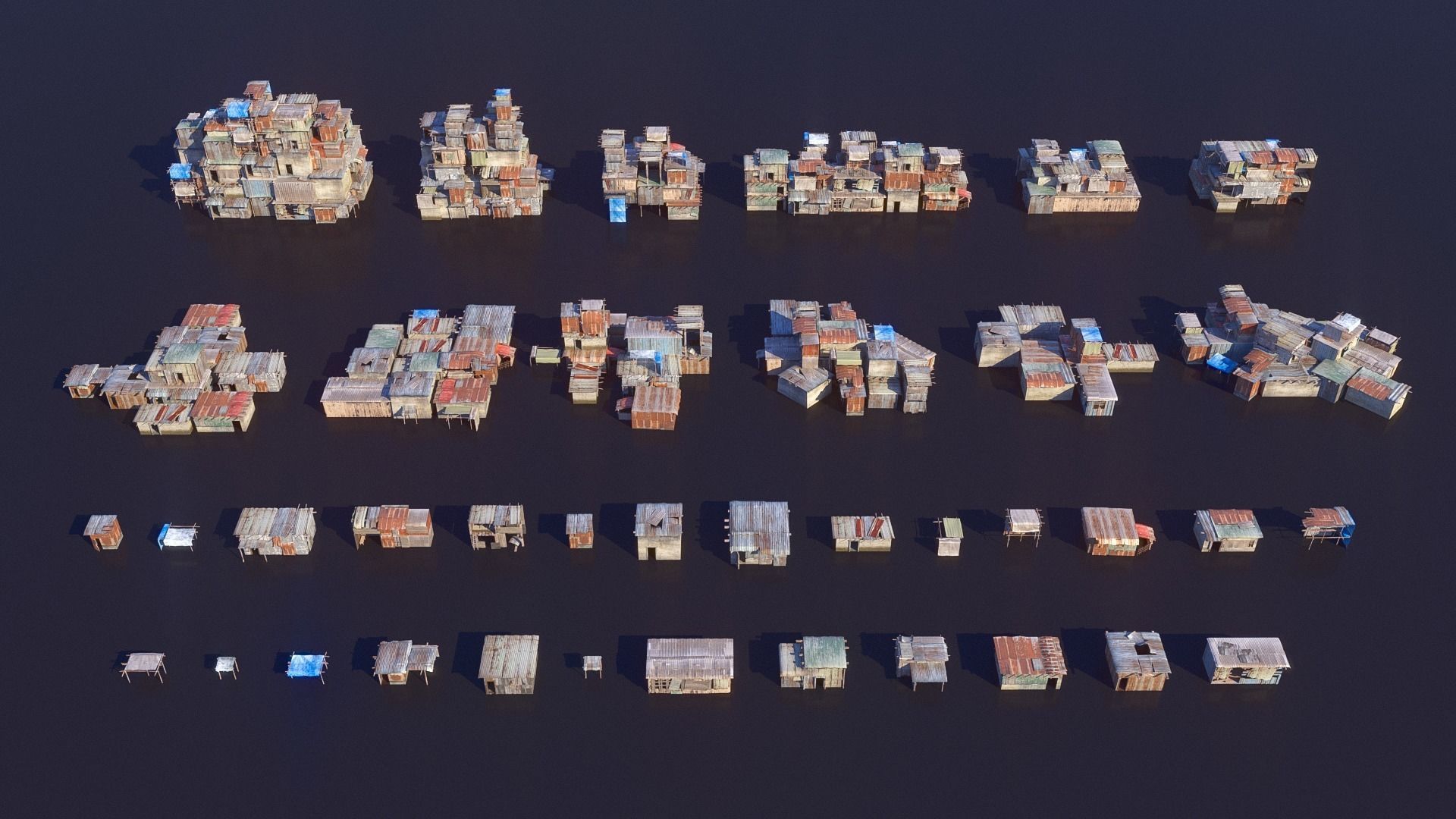Shantytown modules Informal Settlement  assets Low-poly 3D model_4
