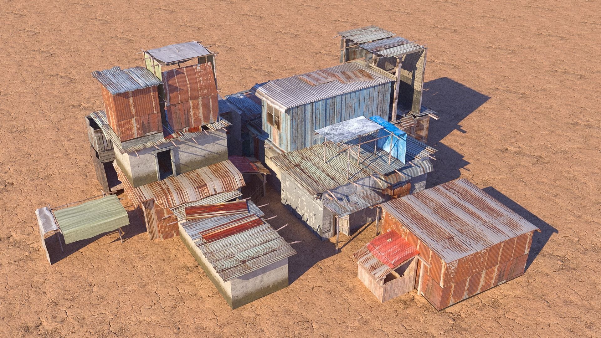 Shantytown modules Informal Settlement  assets Low-poly 3D model_14