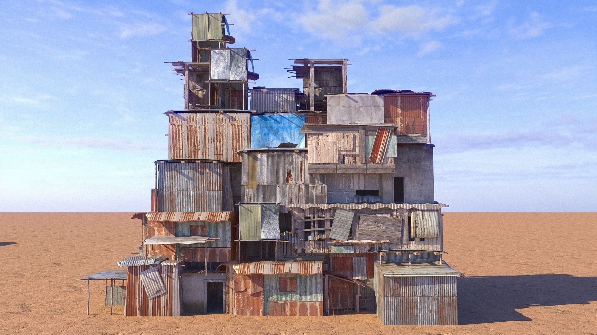 Shantytown modules Informal Settlement  assets Low-poly 3D model_9