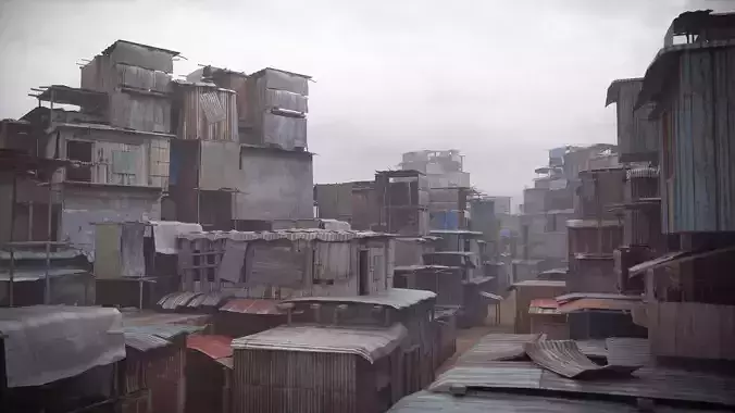 Shantytown modules Informal Settlement  assets Low-poly 3D model