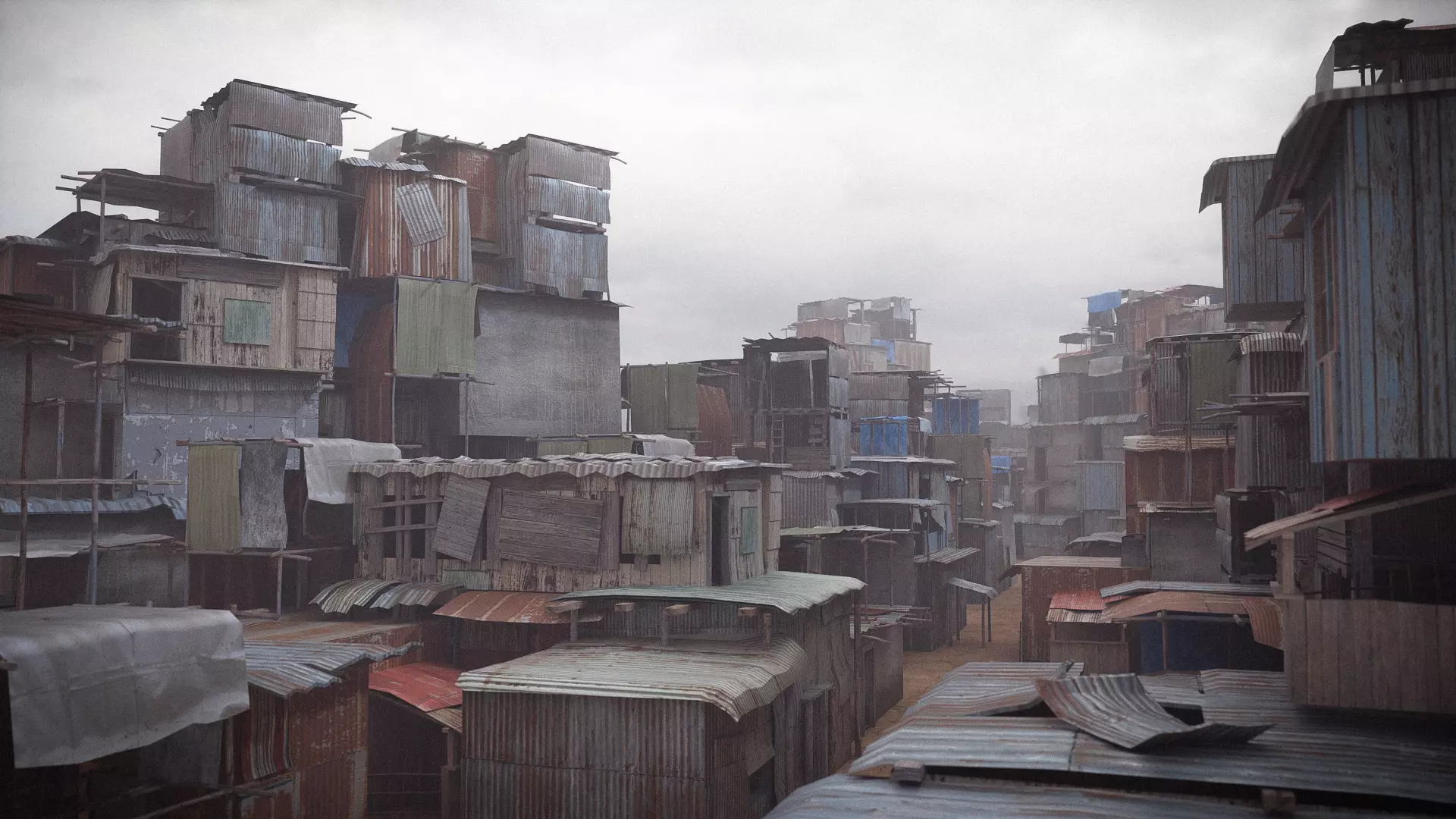 Shantytown modules Informal Settlement  assets Low-poly 3D model_0
