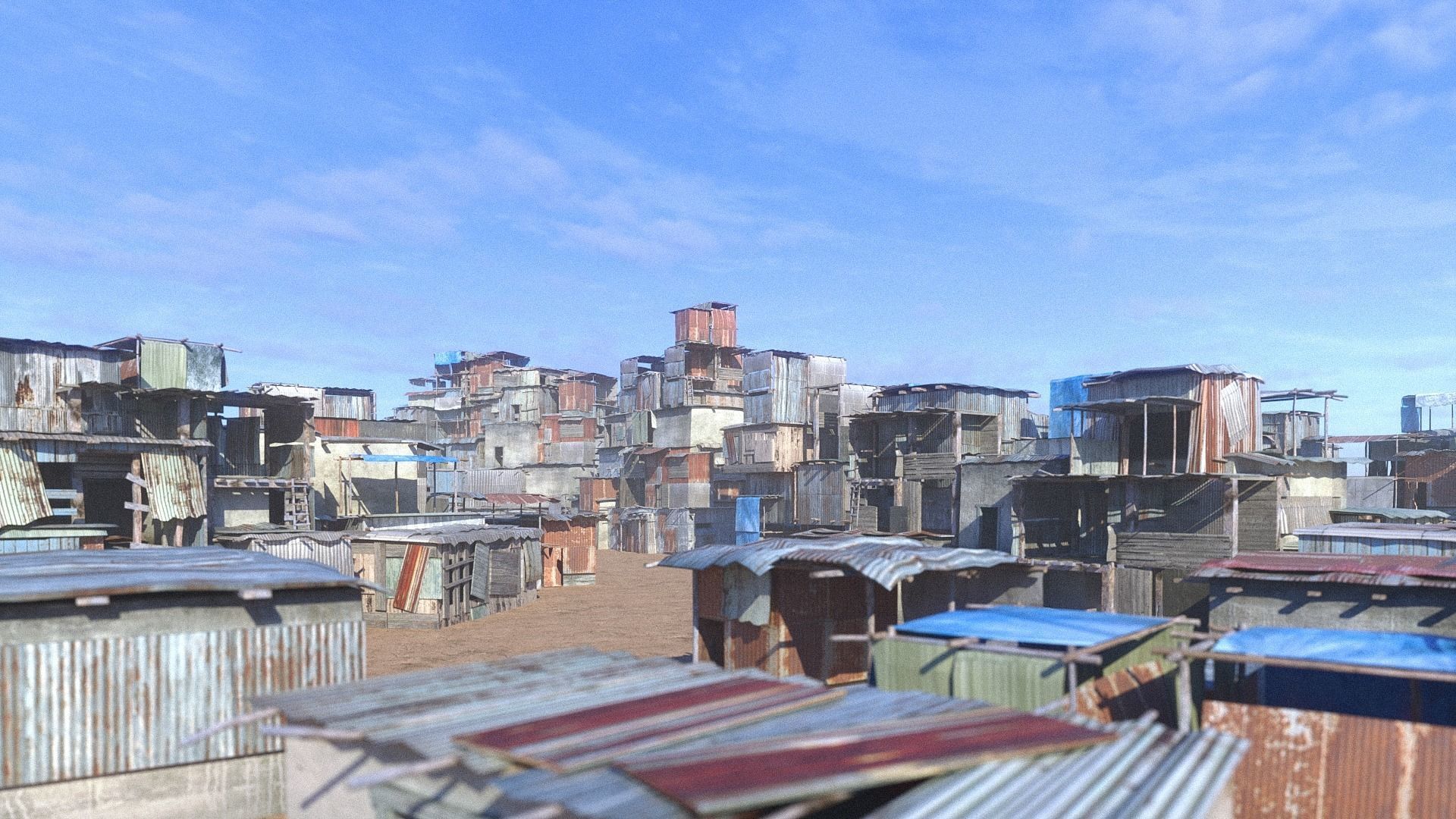 Shantytown modules Informal Settlement  assets Low-poly 3D model_2