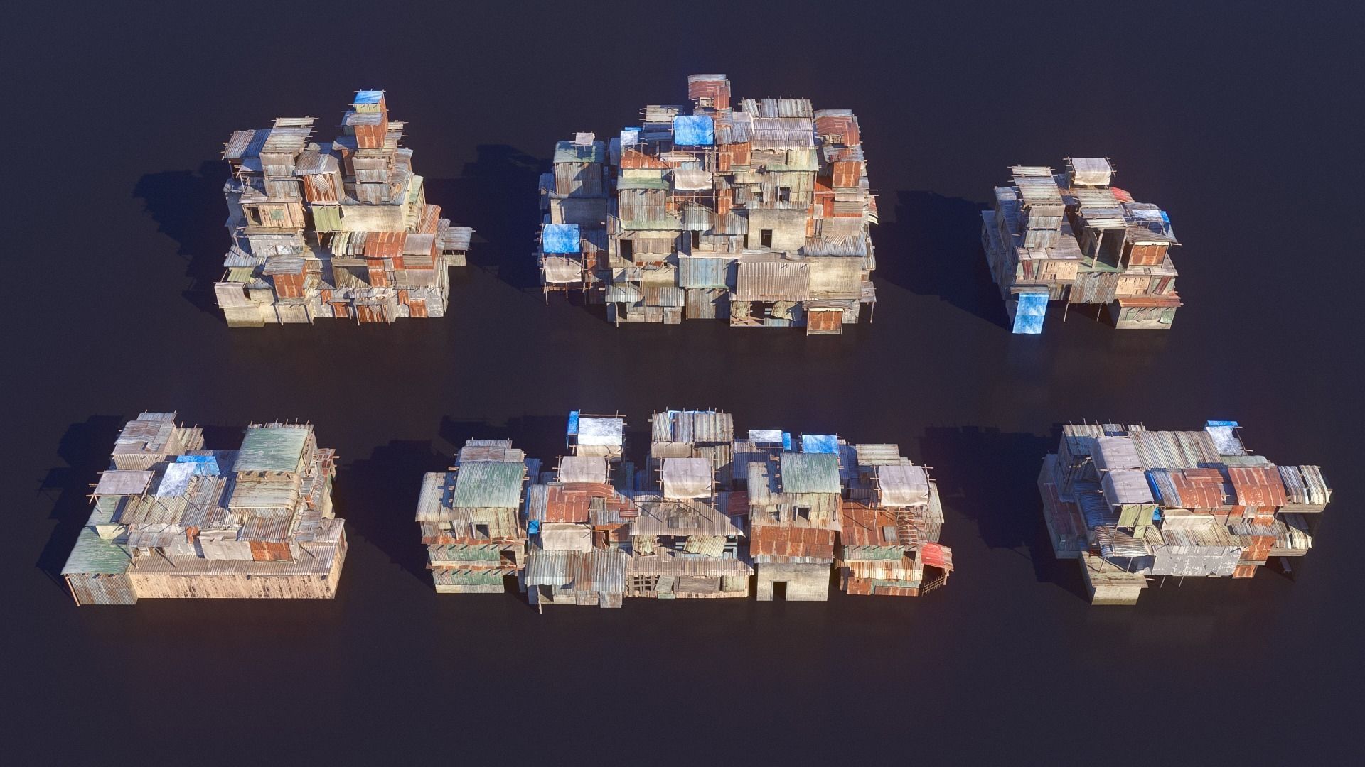 Shantytown modules Informal Settlement  assets Low-poly 3D model_5
