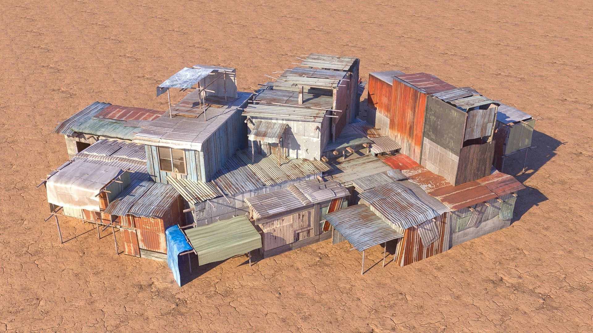 Shantytown modules Informal Settlement  assets Low-poly 3D model_17