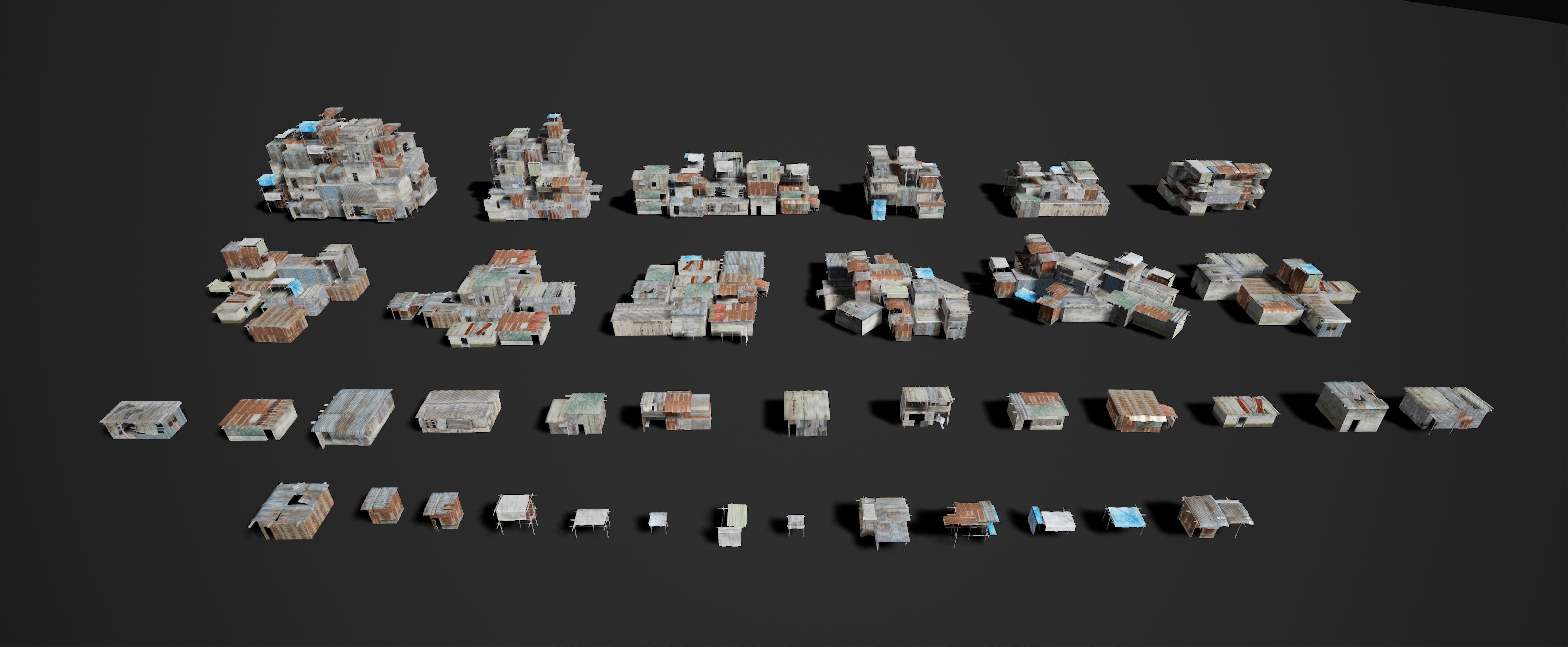 Shantytown modules Informal Settlement  assets Low-poly 3D model_21