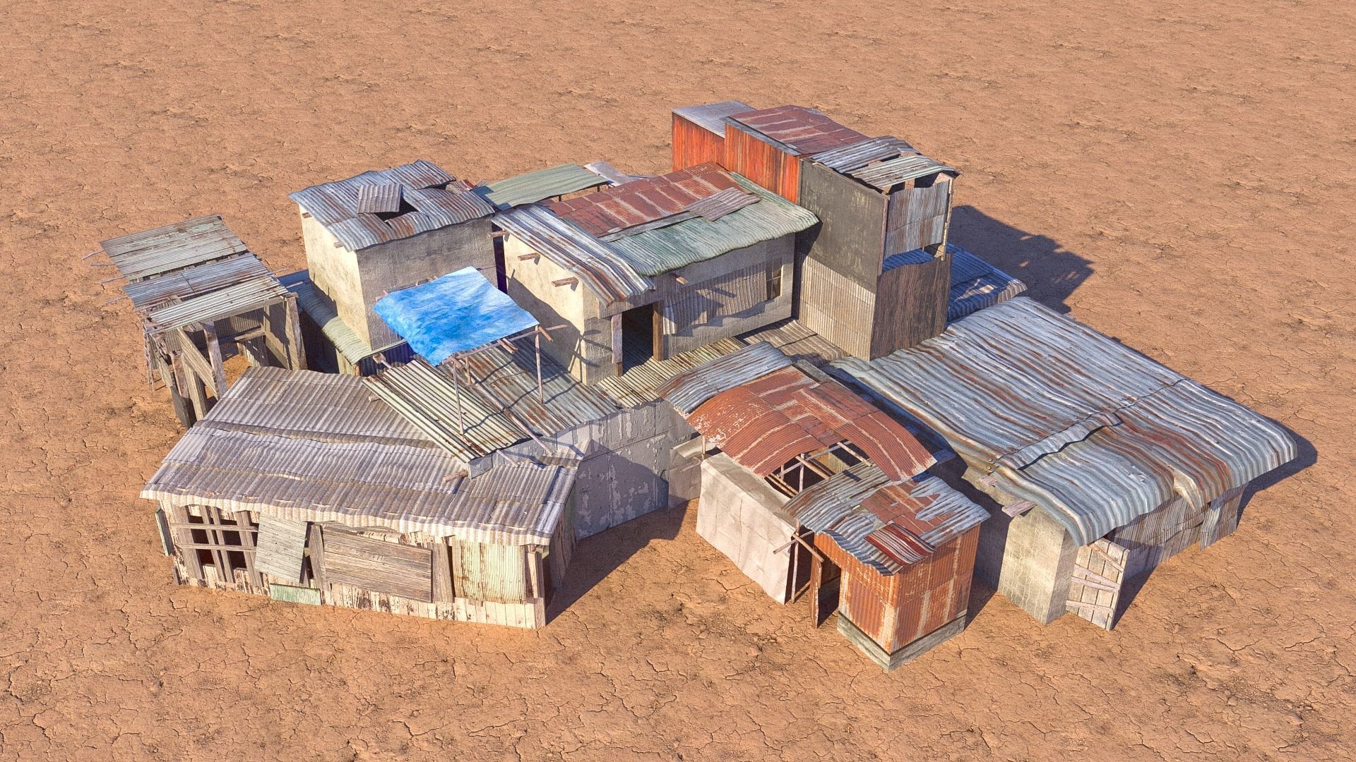 Shantytown modules Informal Settlement  assets Low-poly 3D model_16