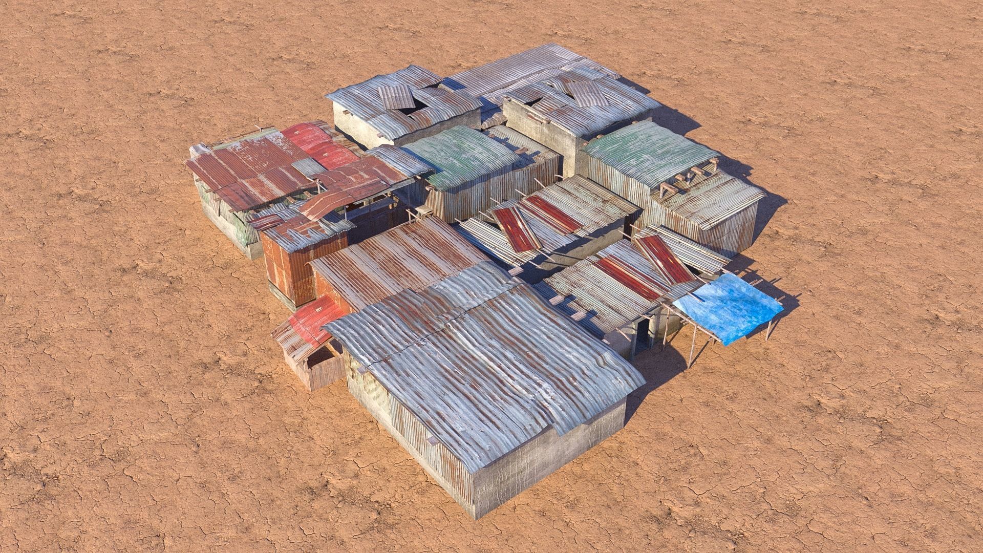 Shantytown modules Informal Settlement  assets Low-poly 3D model_19