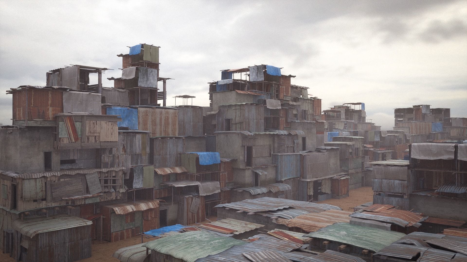Shantytown modules Informal Settlement  assets Low-poly 3D model_1