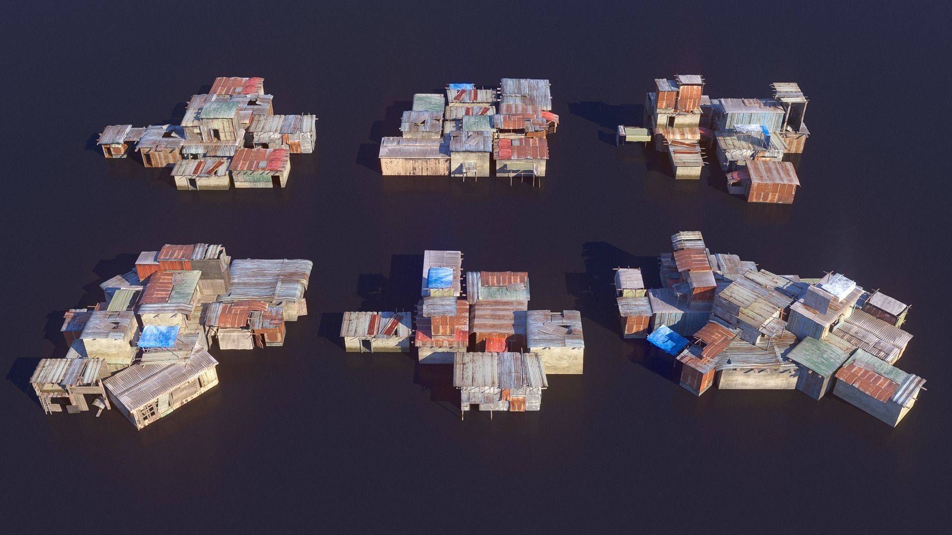 Shantytown modules Informal Settlement  assets Low-poly 3D model_6