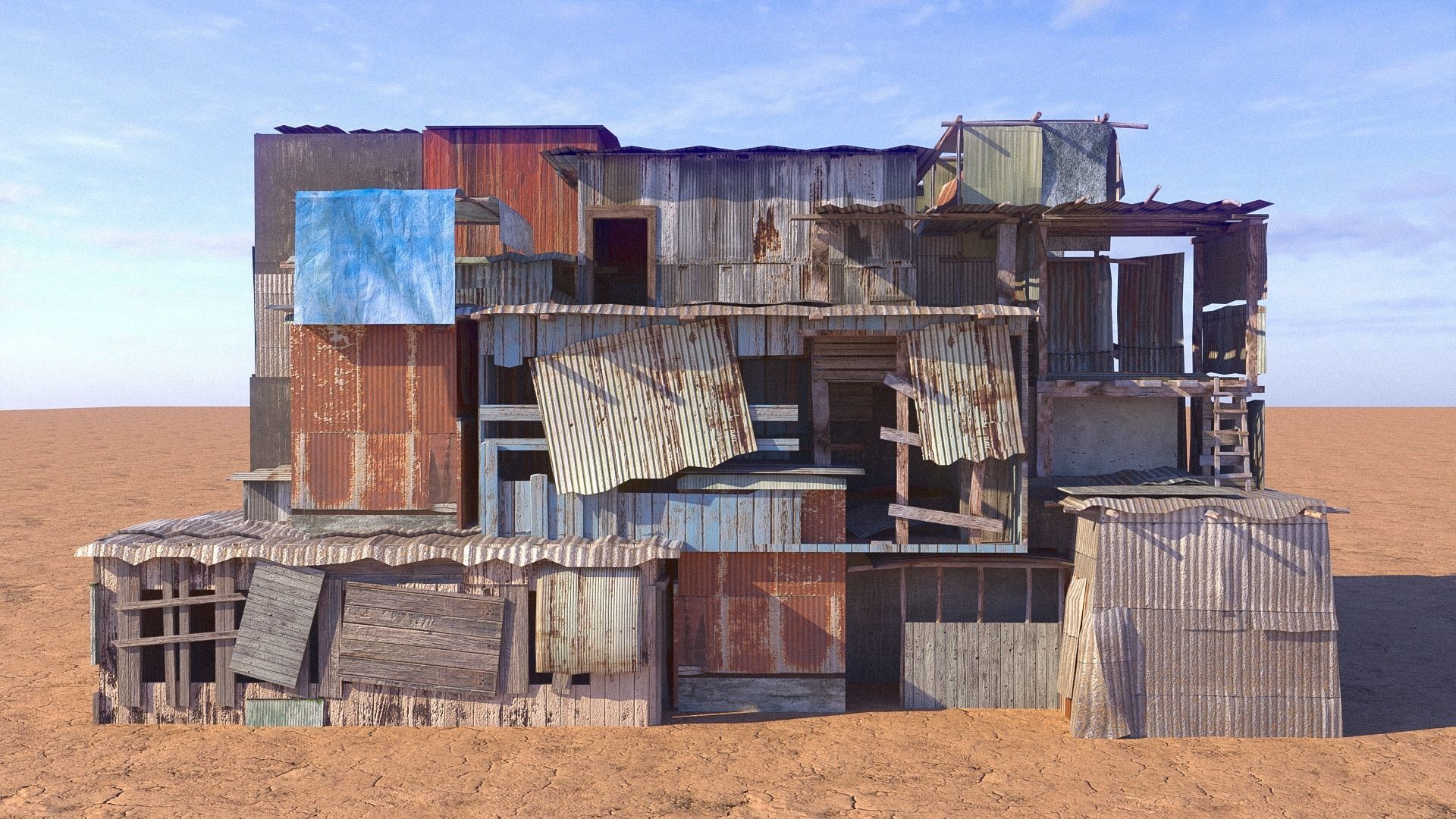 Shantytown modules Informal Settlement  assets Low-poly 3D model_13