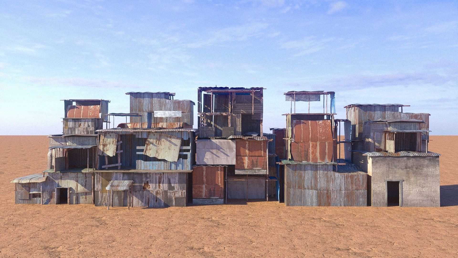 Shantytown modules Informal Settlement  assets Low-poly 3D model_11