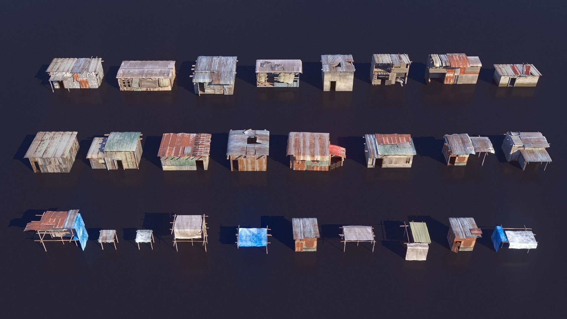 Shantytown modules Informal Settlement  assets Low-poly 3D model_7