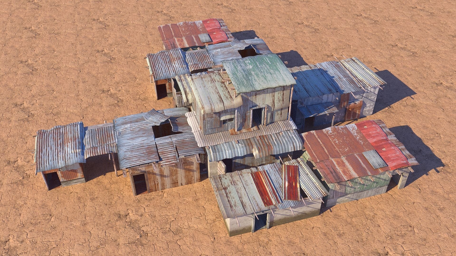 Shantytown modules Informal Settlement  assets Low-poly 3D model_15