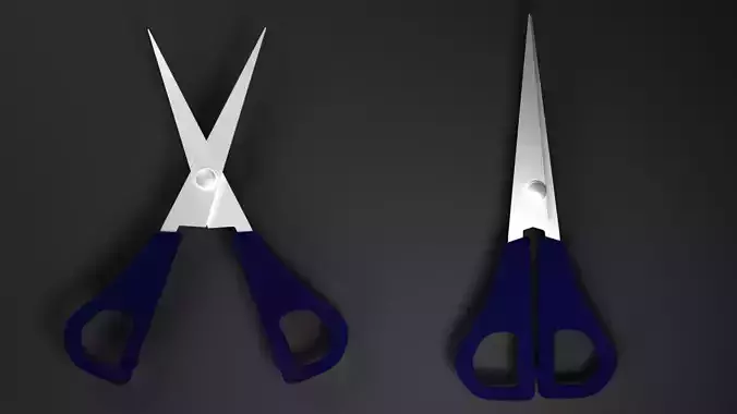 Scissors two pairs of Low-poly 3D model