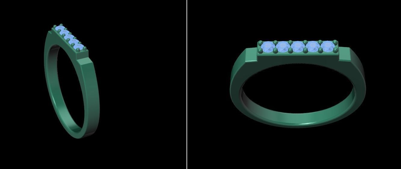 STEP BAR DIAMOND RING BAND NARROW MIX SIZE 3D print model_20