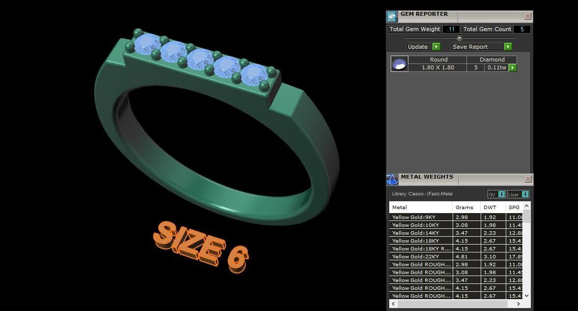 STEP BAR DIAMOND RING BAND NARROW MIX SIZE 3D print model_10