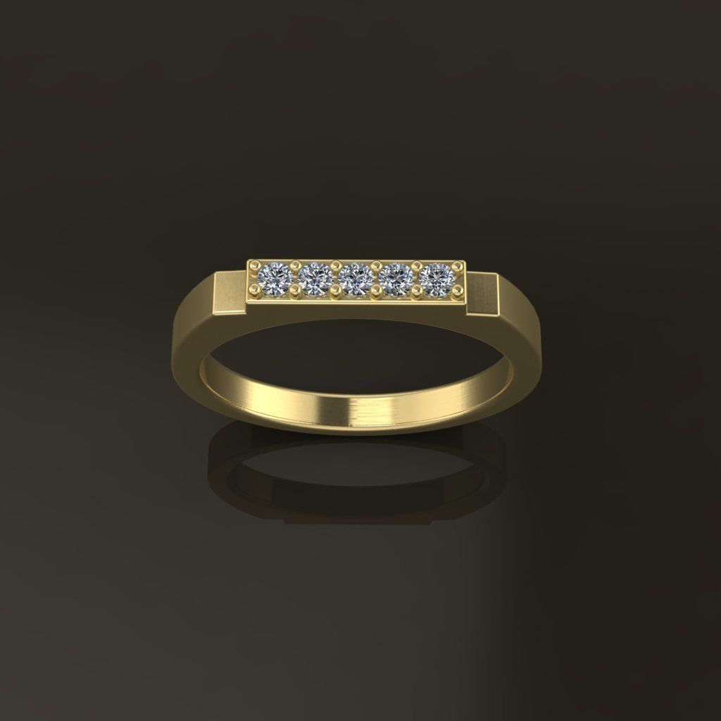 STEP BAR DIAMOND RING BAND NARROW MIX SIZE 3D print model_5
