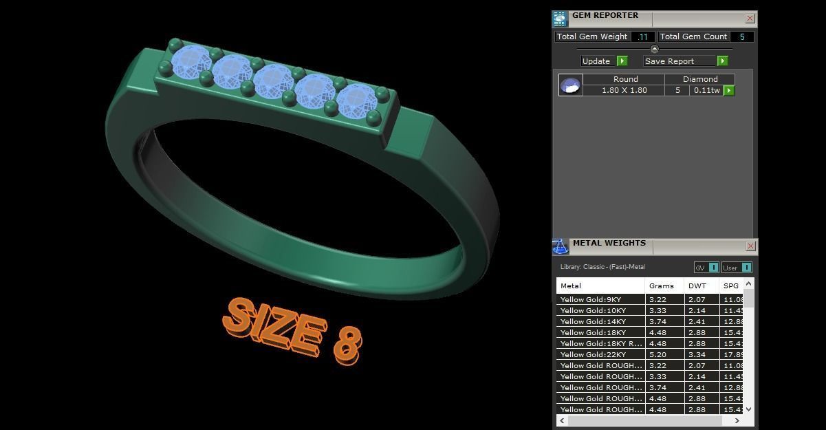 STEP BAR DIAMOND RING BAND NARROW MIX SIZE 3D print model_11