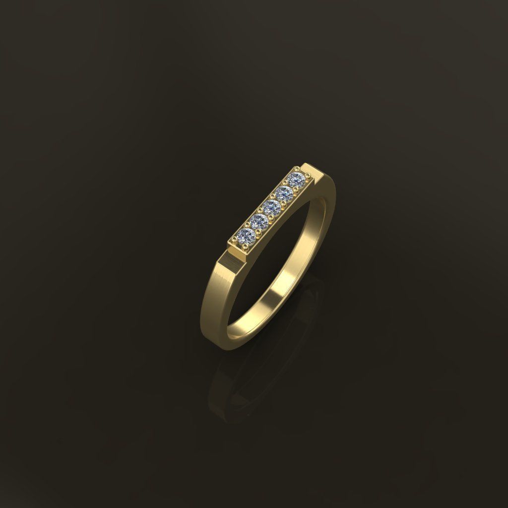 STEP BAR DIAMOND RING BAND NARROW MIX SIZE 3D print model_7