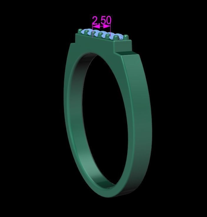 STEP BAR DIAMOND RING BAND NARROW MIX SIZE 3D print model_14