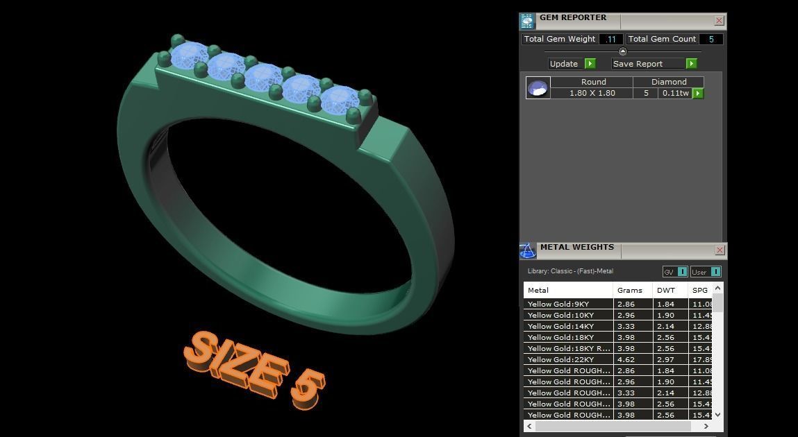 STEP BAR DIAMOND RING BAND NARROW MIX SIZE 3D print model_8