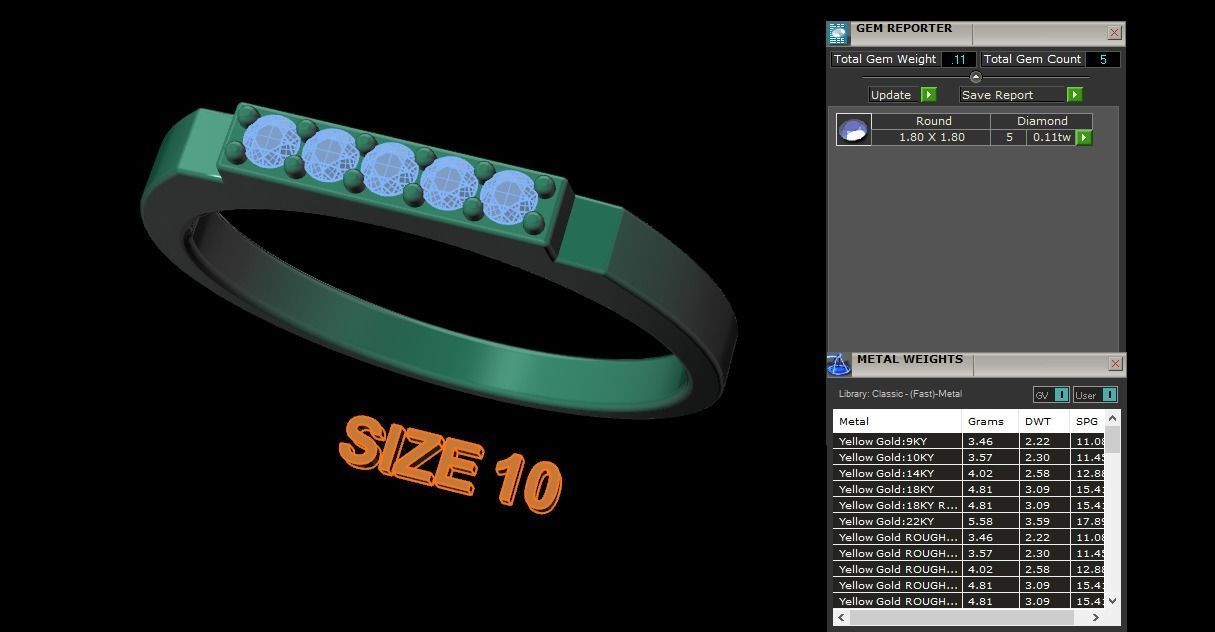 STEP BAR DIAMOND RING BAND NARROW MIX SIZE 3D print model_12