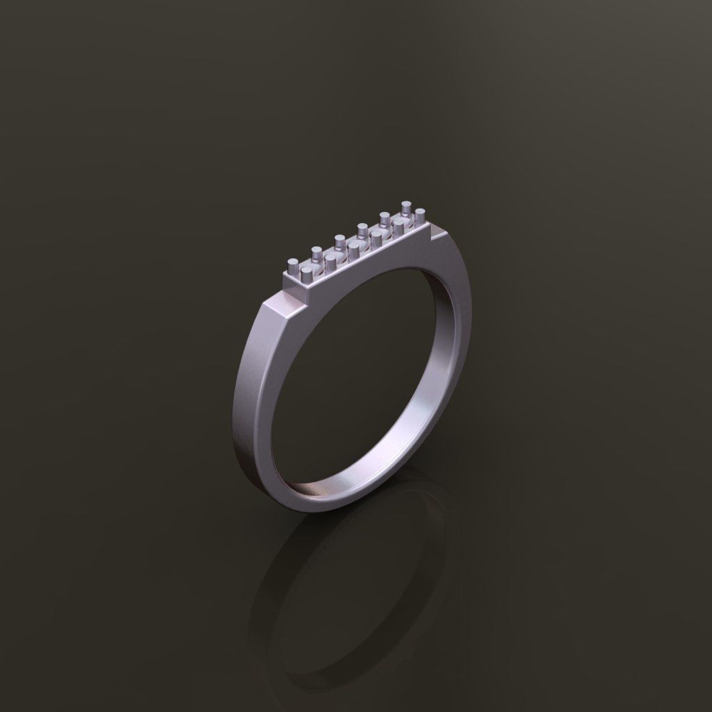 STEP BAR DIAMOND RING BAND NARROW MIX SIZE 3D print model_17