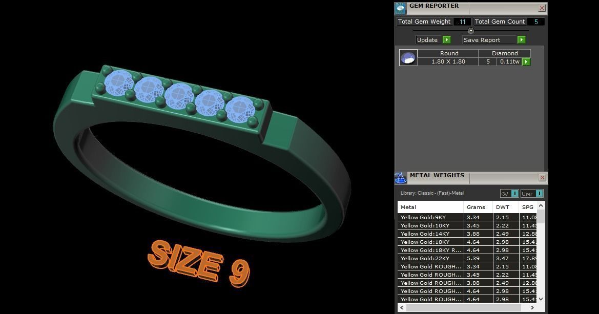 STEP BAR DIAMOND RING BAND NARROW MIX SIZE 3D print model_13
