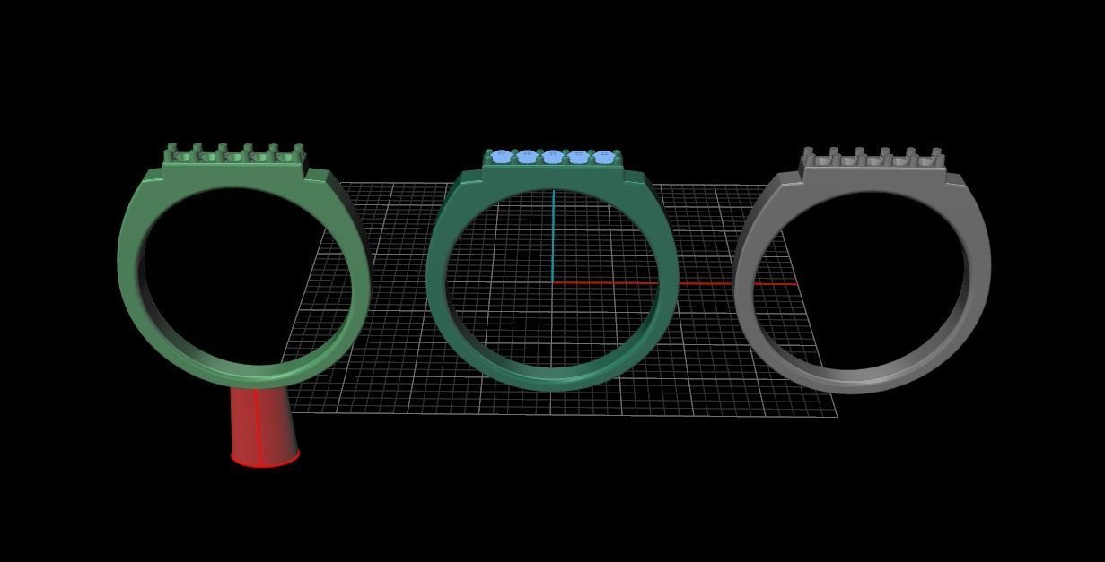 STEP BAR DIAMOND RING BAND NARROW MIX SIZE 3D print model_18
