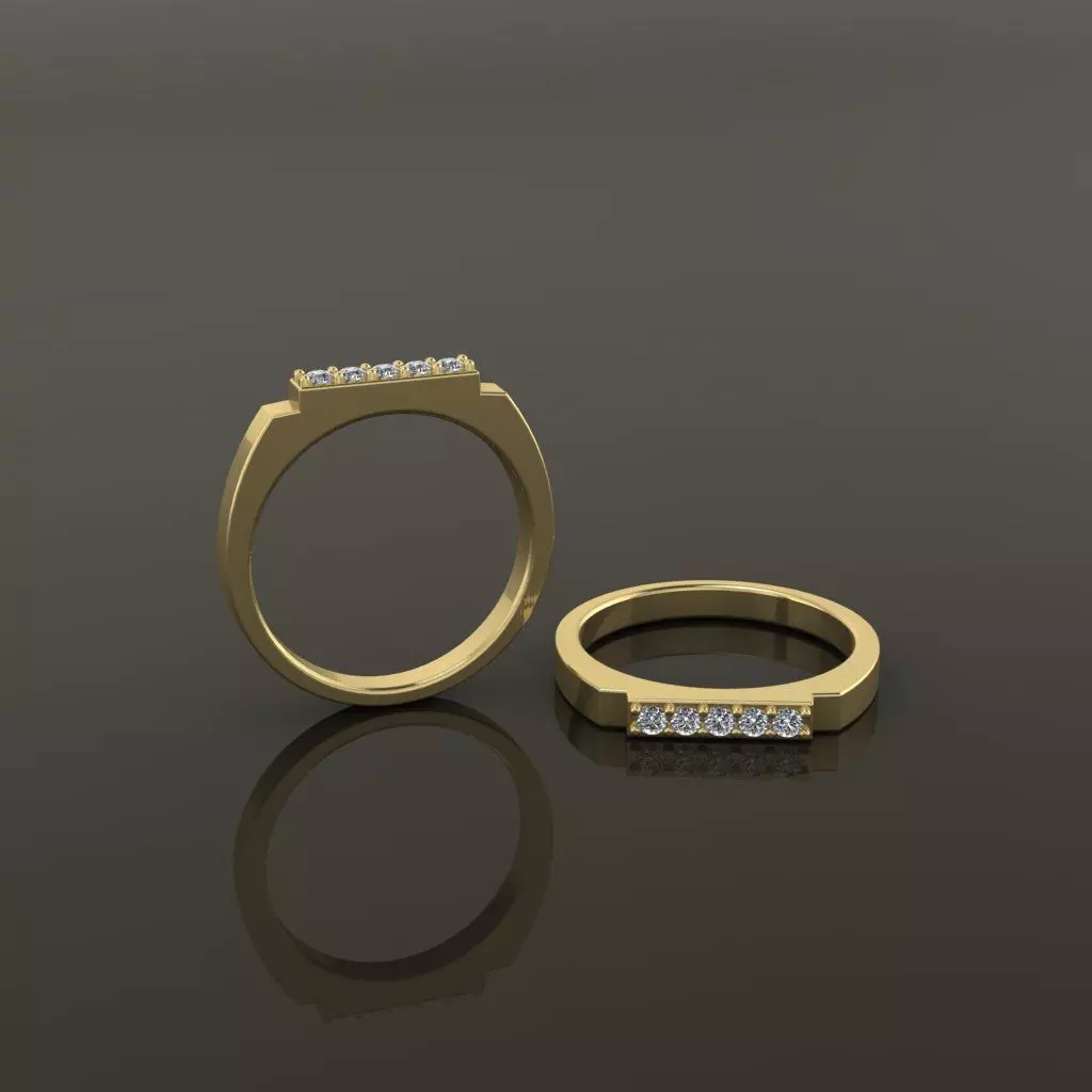 STEP BAR DIAMOND RING BAND NARROW MIX SIZE 3D print model_0