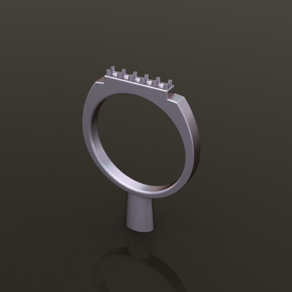 STEP BAR DIAMOND RING BAND NARROW MIX SIZE 3D print model_16