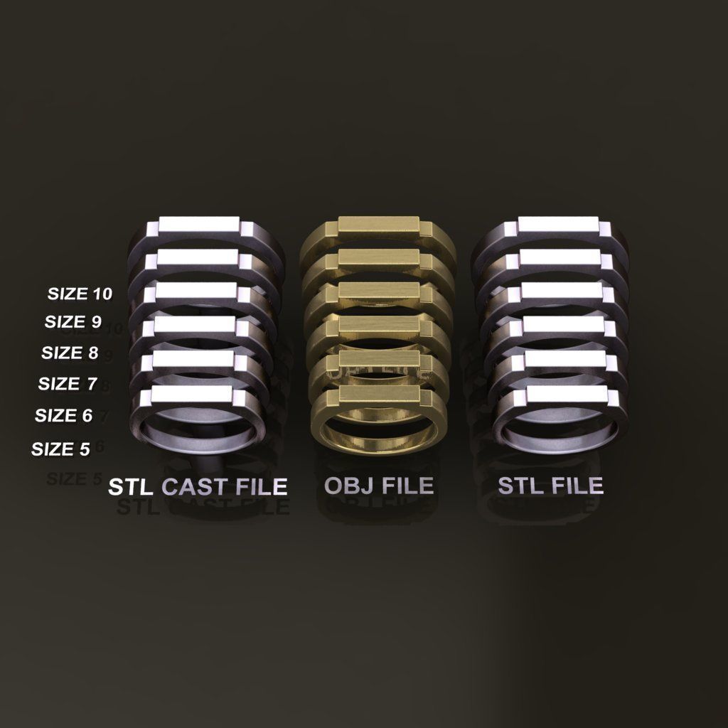 STEP BAR RING BAND NARROW MIX SIZE 3D print model_2