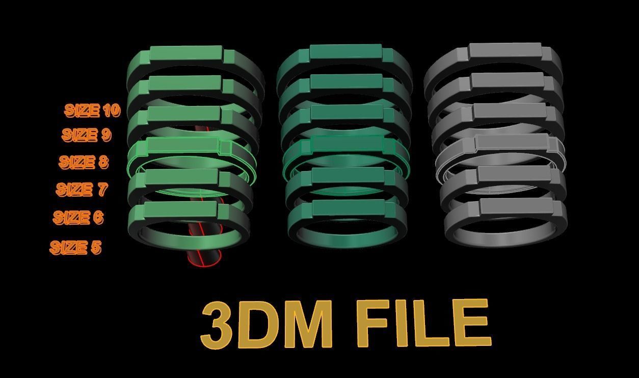 STEP BAR RING BAND NARROW MIX SIZE 3D print model_3