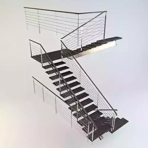 Barrier set of stairs and railings 3D model