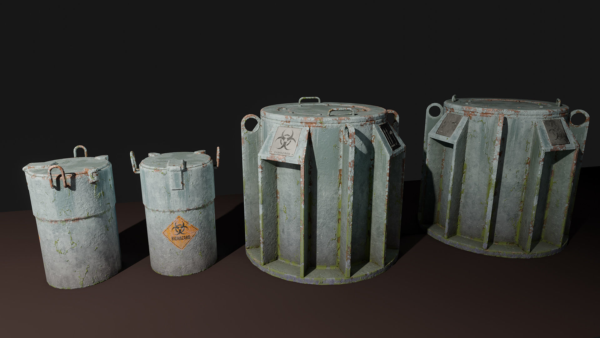 Biohazard toxic barrels Game-ready Low-poly 3D model_2