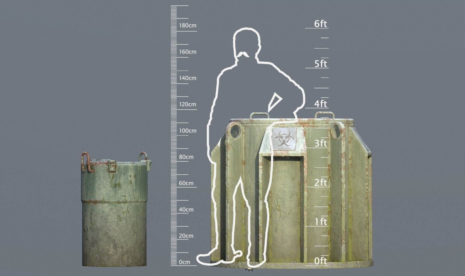 Biohazard toxic barrels Game-ready Low-poly 3D model_8