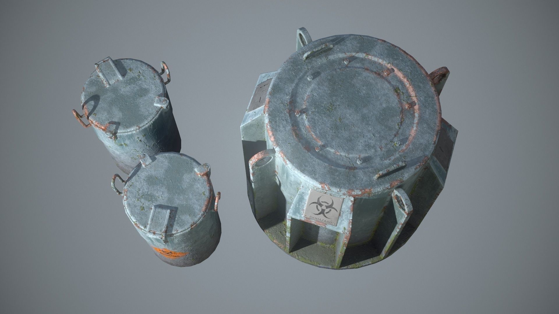 Biohazard toxic barrels Game-ready Low-poly 3D model_6
