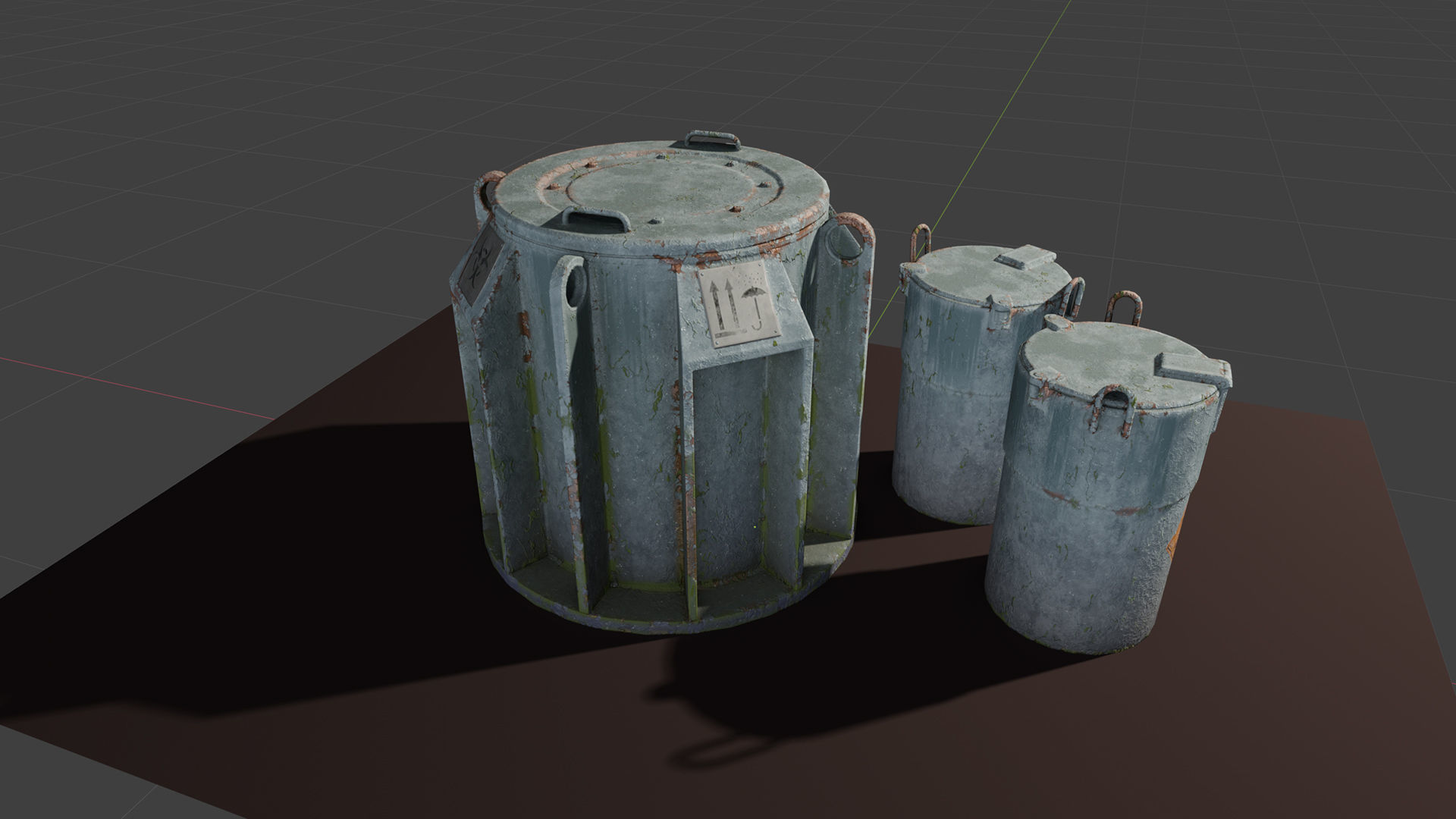 Biohazard toxic barrels Game-ready Low-poly 3D model_9