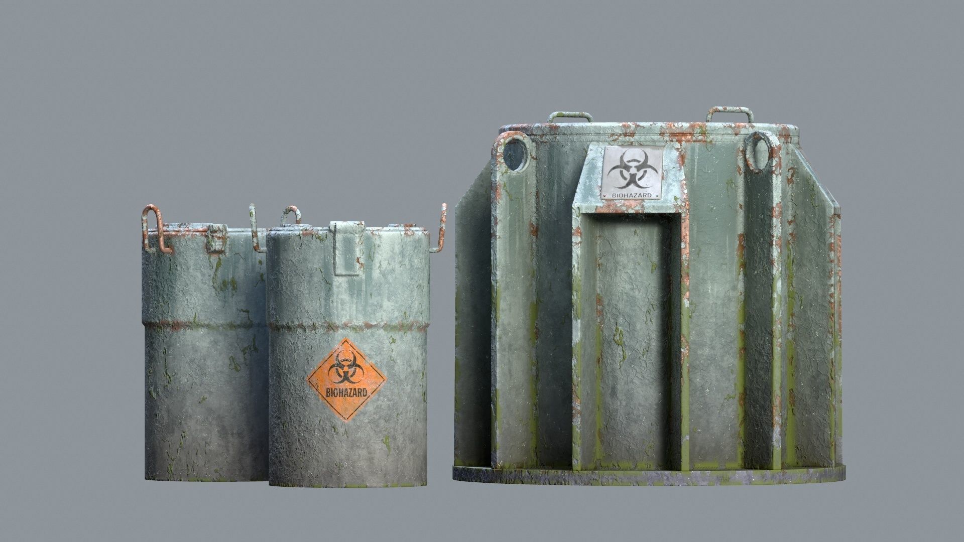 Biohazard toxic barrels Game-ready Low-poly 3D model_11