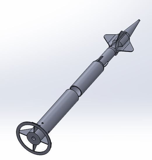 Rocket powered by CO2 cannister 3D print model_2