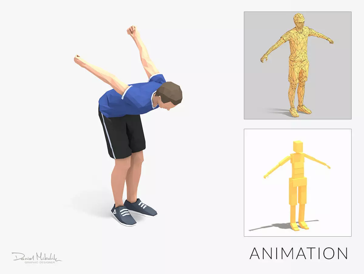 Jump Exercise Man Animation Low-poly 3D model_0