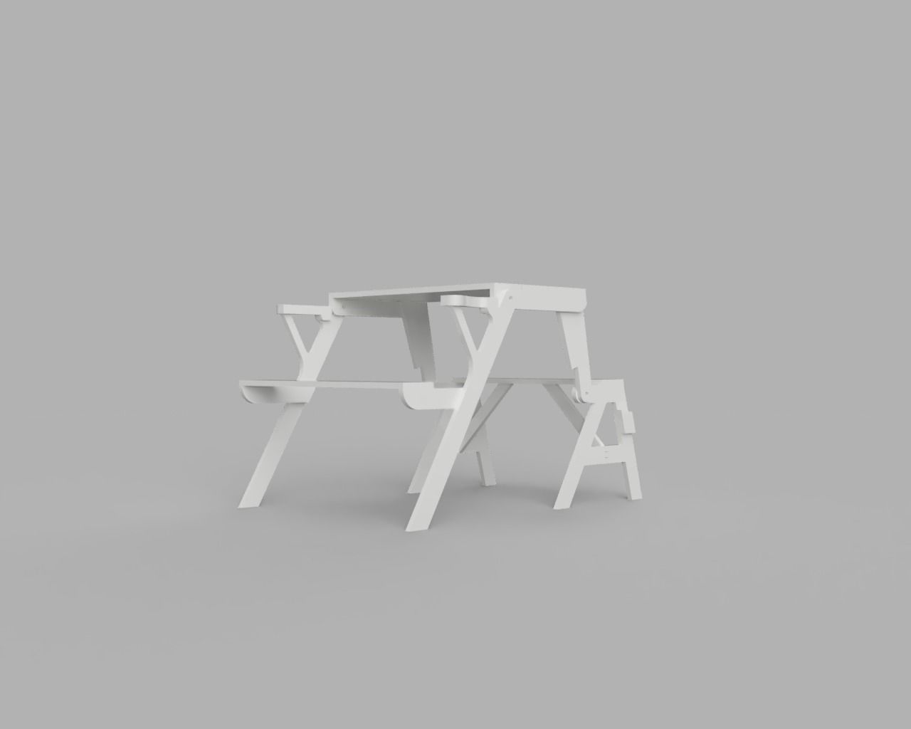 Folding Table or Bench 3D print model_3