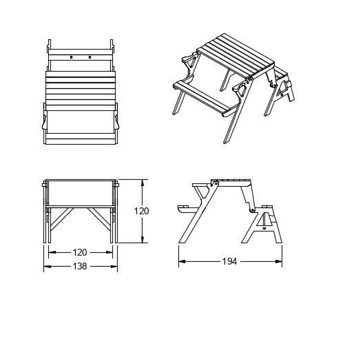 Folding Table or Bench 3D print model_9