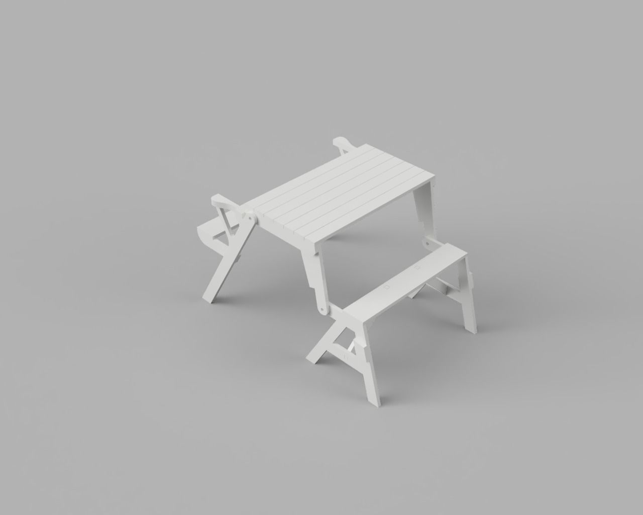 Folding Table or Bench 3D print model_5