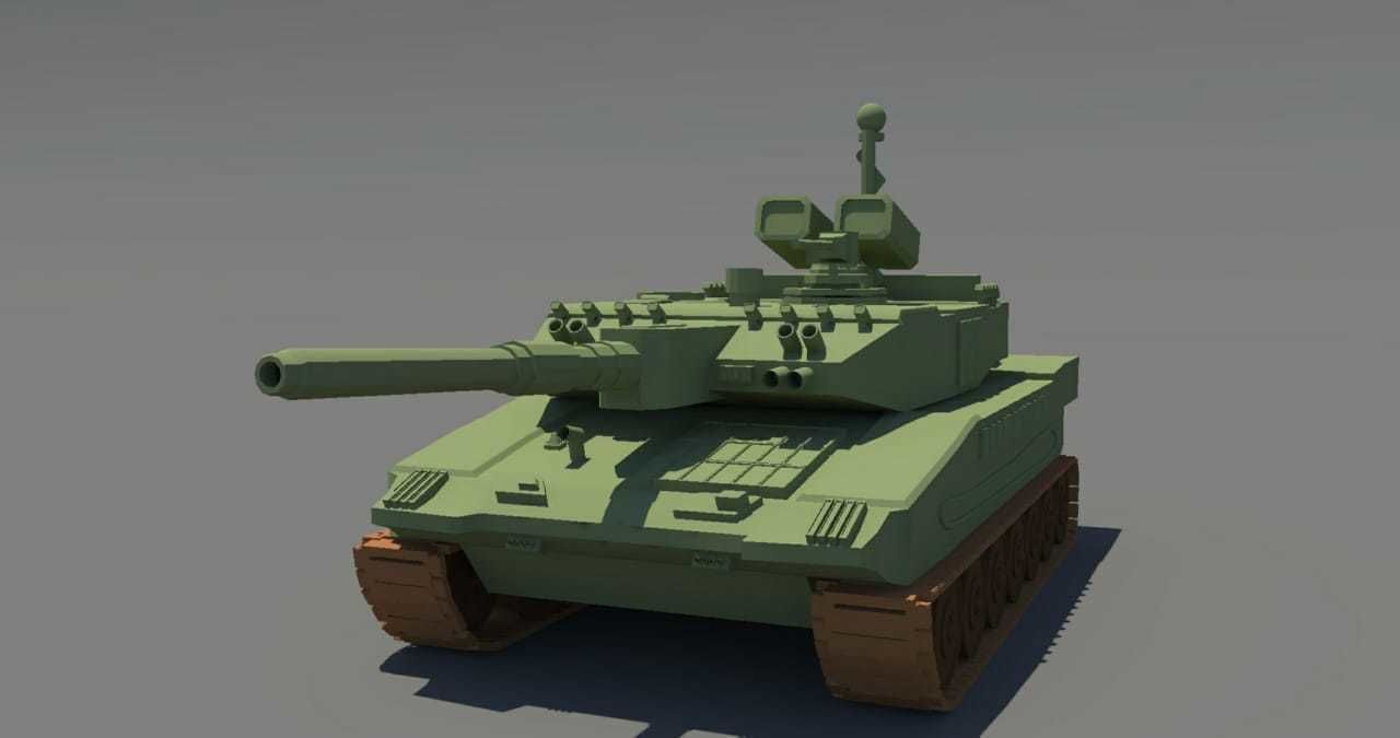 Military tank Low-poly 3D model_2