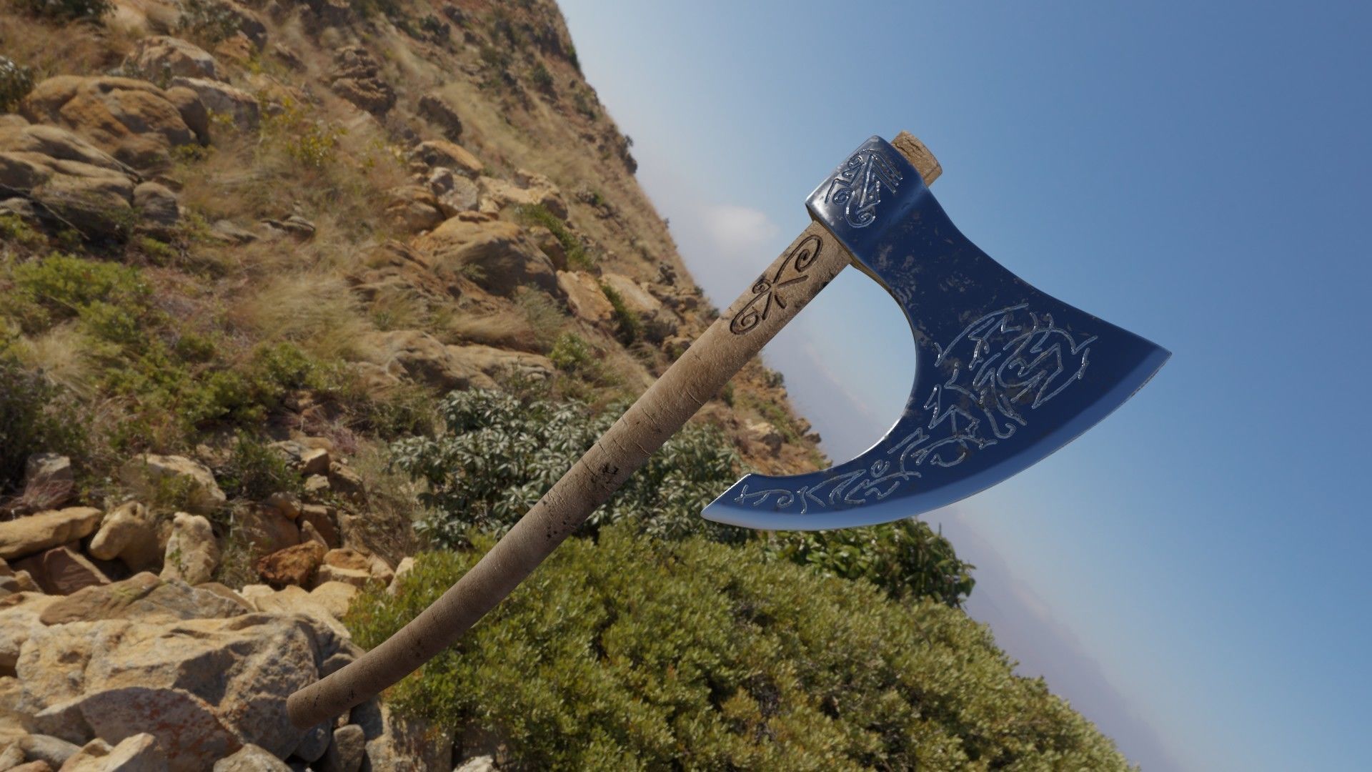 Viking Battle axe Low-poly 3D model_3