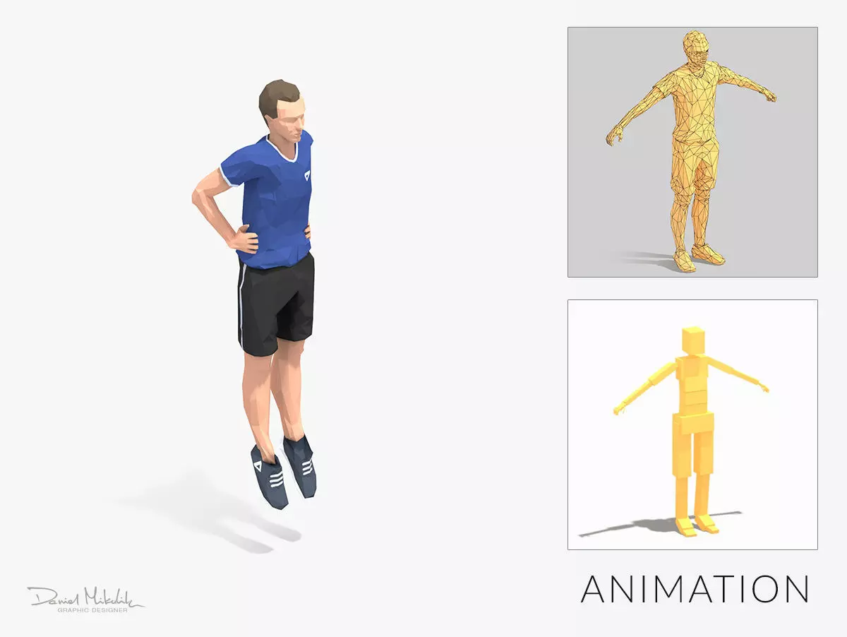 Frog Jump  Exercise Man Animation Low-poly 3D model_0